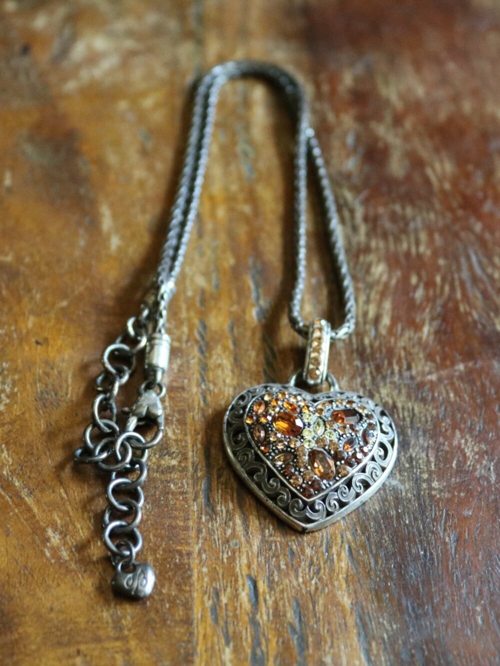 retired Brighton "Crystal Voyage" Topaz Heart Pendant Necklace